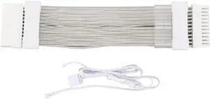 KUNSR 25cm GPU Power Supply Cable 24PIN to 5V 3PIN ARGB Synchronized ARGB PSU Extension Cable Sleeved Cable(White) KUNSR 25cm GPU Power Supply Cable 24PIN to 5V 3PIN ARGB Synchronized ARGB PSU Extension Cable Sleeved Cable(White)
