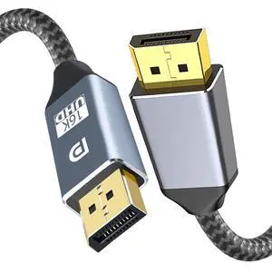 Cyberguys! DisplayPort Cable 2.1 10ft, Braided w/Gold-Plated Connectors, Display Port 2.1 Cord Supporting 16K@60Hz 8K@120Hz 4K@240Hz, HDR10, DSC, HDCP VESACertified for Gaming Monitor, TV, Graphics Cyberguys! DisplayPort Cable 2.1 10ft, Braided w/Gold-Plated Connectors, Display Port 2.1 Cord Supporting 16K@60Hz 8K@120Hz 4K@240Hz, HDR10, DSC, HDCP VESACertified for Gaming Monitor, TV, Graphics