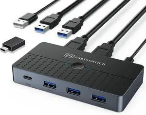 USB 3.0 Switch Hub, High Speed 2 Computer 4-Port USB C & A Sharing Switch, USB Switcher for PC/Scanner/Printer 5Gbps Data Transfer, KVM Switch Selector Compatible with Windows, Mac, Linux USB 3.0 Switch Hub, High Speed 2 Computer 4-Port USB C & A Sharing Switch, USB Switcher for PC/Scanner/Printer 5Gbps Data Transfer, KVM Switch Selector Compatible with Windows, Mac, Linux