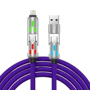 240W 4-in-1 Super Fast Cable RGB Breathing Light t2y>pe-c(2m,Purple) 240W 4-in-1 Super Fast Cable RGB Breathing Light t2y>pe-c(2m,Purple)