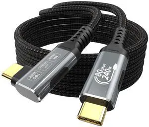 80Gbps Right Angle USB 4 Cable for Thunderbolt 5 Cable 6.6FT, 240W Charging, Up to 120Gbps Bandwidth for 16K/Dual 8K, Braided USB C to USB C Cable for Thunderbolt 4, Macbook Pro, iPhone 17, SSD 80Gbps Right Angle USB 4 Cable for Thunderbolt 5 Cable 6.6FT, 240W Charging, Up to 120Gbps Bandwidth for 16K/Dual 8K, Braided USB C to USB C Cable for Thunderbolt 4, Macbook Pro, iPhone 17, SSD