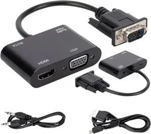 to HDMI-Compatible Adapter Splitter with 3.5mm Converter Support Display for PC Projector HDTV Multi-Port(VGA to HD VGA) to HDMI-Compatible Adapter Splitter with 3.5mm Converter Support Display for PC Projector HDTV Multi-Port(VGA to HD VGA)