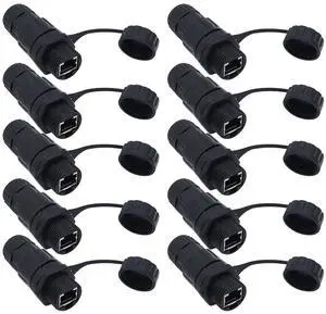 10PCS Shielded RJ45 Female to Female Field installable Connector. Provides Feed-Through Cat5/5e/6 ethernet connectivity for Data and PoE in Industrial environments. 10PCS Shielded RJ45 Female to Female Field installable Connector. Provides Feed-Through Cat5/5e/6 ethernet connectivity for Data and PoE in Industrial environments.