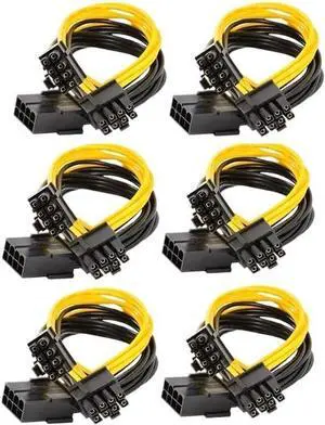KUNSR 6PCS GPU PCIe 8 Pin Female to 2X 8 Pin Male PCI Power Adapter Y-Splitter Extension Cable 9-inch KUNSR 6PCS GPU PCIe 8 Pin Female to 2X 8 Pin Male PCI Power Adapter Y-Splitter Extension Cable 9-inch