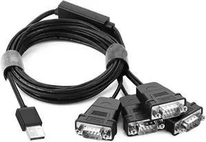 USB to Serial RS232 Cable Adapter 4 Ports DB9 Converter 9-Pin Male to Male with Hexnuts Compatible with The Windows 10/8.1/8/7/XP/Vista/Linux USB to Serial RS232 Cable Adapter 4 Ports DB9 Converter 9-Pin Male to Male with Hexnuts Compatible with The Windows 10/8.1/8/7/XP/Vista/Linux