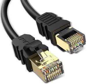 J&D Cat 8 Ethernet Cable, High Speed 40 Gbps 2000 Mhz 26AWG with Gold Plated RJ45 Connector, S/FTP Network Cord Compatible for Gaming PC PS5 Xbox Modem Router, 50 ft J&D Cat 8 Ethernet Cable, High Speed 40 Gbps 2000 Mhz 26AWG with Gold Plated RJ45 Connector, S/FTP Network Cord Compatible for Gaming PC PS5 Xbox Modem Router, 50 ft