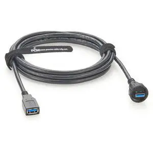 IP67 Waterproof USB 3.0 Male to Female Extension Cable Round Panel Mount 5Gbps USB A Flush Threaded Recessed Data Transfer & Charging Cable for Printer, Scanner, Industrial Automation(3M/9.84FT) IP67 Waterproof USB 3.0 Male to Female Extension Cable Round Panel Mount 5Gbps USB A Flush Threaded Recessed Data Transfer & Charging Cable for Printer, Scanner, Industrial Automation(3M/9.84FT)