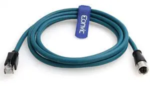 M12 X Code 8 Pin Female to RJ45 Cat-7e High Flex Ethernet Cable for Cognex Industrial Camera (2M) M12 X Code 8 Pin Female to RJ45 Cat-7e High Flex Ethernet Cable for Cognex Industrial Camera (2M)