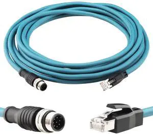 M12 A Coded 8 Pin Male to RJ45 Cable Cat6 Industrial Ethernet Shielded Cable for Cognex and Automation Application SFTP 26AWG 16.5Ft/5M M12 A Coded 8 Pin Male to RJ45 Cable Cat6 Industrial Ethernet Shielded Cable for Cognex and Automation Application SFTP 26AWG 16.5Ft/5M