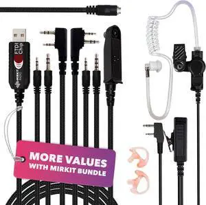 MIRKIT Bundle for FTDI USB Baofeng Programming Cable 7 in 1 and Heavy Duty Earpiece Headset Mic MIRKIT Bundle for FTDI USB Baofeng Programming Cable 7 in 1 and Heavy Duty Earpiece Headset Mic