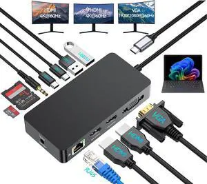 Surface Thunderbolt 4 Docking Station, 12-in-1 Surface Pro Dock Dual 4K@60Hz HDMI VGA Triple Monitor Adapter Compatible with Microsoft Surface Pro 12 11 10 9 8 7 X, Surface Laptop 7 6 5, Go, Book Surface Thunderbolt 4 Docking Station, 12-in-1 Surface Pro Dock Dual 4K@60Hz HDMI VGA Triple Monitor Adapter Compatible with Microsoft Surface Pro 12 11 10 9 8 7 X, Surface Laptop 7 6 5, Go, Book