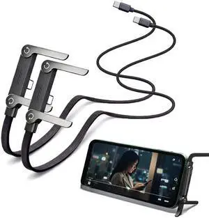 5ft 240W 2-in-1 Fast Charging USB-C Cable with Built-in Foldable Phone Stand Durable Braided Right-Angle Type-C Charger for Hands-Free Viewing (2-Pack) 5ft 240W 2-in-1 Fast Charging USB-C Cable with Built-in Foldable Phone Stand Durable Braided Right-Angle Type-C Charger for Hands-Free Viewing (2-Pack)