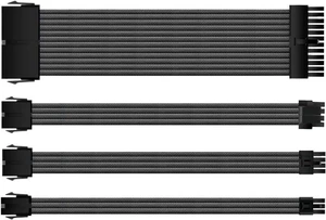 KUNSR 4 Piece Kit 300mm ATX 24Pin PCI-E CPU PC Case DIY PSU Extension Cable(Black) KUNSR 4 Piece Kit 300mm ATX 24Pin PCI-E CPU PC Case DIY PSU Extension Cable(Black)
