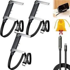 2-in-1 Invisible Holder Charger Cable Fast Charging Cord with Built-in Phone Stand, 240W Super Fast Charging Cord with Built-in Folding Phone Stand, 5ft Type-C Cable for iPhone Gaming Office (3Pcs) 2-in-1 Invisible Holder Charger Cable Fast Charging Cord with Built-in Phone Stand, 240W Super Fast Charging Cord with Built-in Folding Phone Stand, 5ft Type-C Cable for iPhone Gaming Office (3Pcs)
