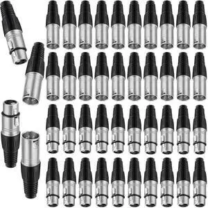 Zhengmy 60 Pcs 3 Pin XLR Solder Type Connector Cable Connector Microphone Audio Socket Accessories Made of Zinc Alloy for Microphone Zhengmy 60 Pcs 3 Pin XLR Solder Type Connector Cable Connector Microphone Audio Socket Accessories Made of Zinc Alloy for Microphone