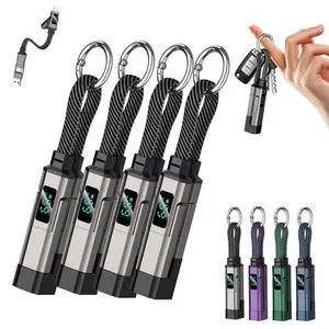 4-in-1 Digital Display Keychain Charging Cable, 4 in 1 Smart Display Keychain Cable, Portable USB Fast Charging Data Cord for Phone, Tablet, Laptop & Travel (Black 4) 4-in-1 Digital Display Keychain Charging Cable, 4 in 1 Smart Display Keychain Cable, Portable USB Fast Charging Data Cord for Phone, Tablet, Laptop & Travel (Black 4)