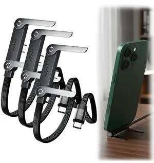 2026 New 240W Braided Fast Charge Cable with Built-in Phone Stand, T-Shaped Foldable Durable USB-C Cord, 90 Degree USB C Cable Right Angle Charger Cord (3pcs) 2026 New 240W Braided Fast Charge Cable with Built-in Phone Stand, T-Shaped Foldable Durable USB-C Cord, 90 Degree USB C Cable Right Angle Charger Cord (3pcs)