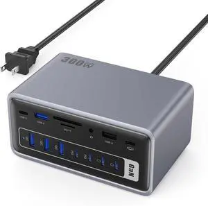 20-in-1 USB Docking Station,300W Charging Station,Triple Display USB-C Hub with 2x4K HDMI,DP,VGA,Ethernet,7 USB-A/C Ports,5Gbps USB-A/C Ports,SD/TF,Audio,100W PD Fast Laptop Charger for Windows/macOS 20-in-1 USB Docking Station,300W Charging Station,Triple Display USB-C Hub with 2x4K HDMI,DP,VGA,Ethernet,7 USB-A/C Ports,5Gbps USB-A/C Ports,SD/TF,Audio,100W PD Fast Laptop Charger for Windows/macOS