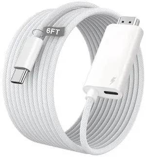 Apple USB-C to HDMI Cable 8K@60Hz for iPhone 17 16 15 Series, 6FT Nylon-Braided High-Speed Type C to HDMI 2.1 Cord with 100W PD Charging Port for MacBook Pro/Air, iPad Pro, iMac, Galaxy S26 S25 Apple USB-C to HDMI Cable 8K@60Hz for iPhone 17 16 15 Series, 6FT Nylon-Braided High-Speed Type C to HDMI 2.1 Cord with 100W PD Charging Port for MacBook Pro/Air, iPad Pro, iMac, Galaxy S26 S25