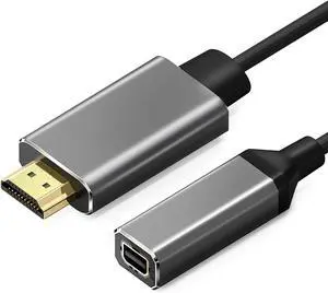 HDMI to Mini DisplayPort Cable, Aluminum Alloy Shell 1080P 60Hz Unidirectional HD Adapter Cord, Male HDMI to Mini DP Female with USB Power HDMI to Mini DisplayPort Cable, Aluminum Alloy Shell 1080P 60Hz Unidirectional HD Adapter Cord, Male HDMI to Mini DP Female with USB Power