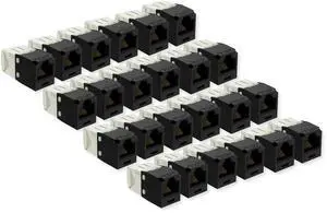CJ688TGBL Pack of 24 Mini-Com TX6 Plus Cat6 UTP RJ45 TG Toolless Jack Modules, Black, T568A/T568B, PoE+/PoE++ (802.3bt Type 3/4), UL 2043 Plenum Rated CJ688TGBL Pack of 24 Mini-Com TX6 Plus Cat6 UTP RJ45 TG Toolless Jack Modules, Black, T568A/T568B, PoE+/PoE++ (802.3bt Type 3/4), UL 2043 Plenum Rated