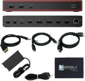 Lenovo 40BC0100US USB4 Smart Dock 5500 for Laptops with 135W Adapter, HDMI, DisplayPort, USB C Cables & Cloth - Docking Station Lenovo 40BC0100US USB4 Smart Dock 5500 for Laptops with 135W Adapter, HDMI, DisplayPort, USB C Cables & Cloth - Docking Station