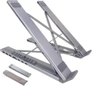 Sakerplus 8-in-1 Laptop Docking Station, Ergonomic Laptop Stand,Portable USB C Hub Multiport Adapter with HDMI USB Ports Computer Holder Dock for Laptop Sakerplus 8-in-1 Laptop Docking Station, Ergonomic Laptop Stand,Portable USB C Hub Multiport Adapter with HDMI USB Ports Computer Holder Dock for Laptop