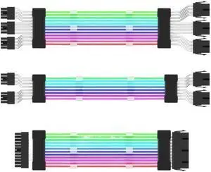 KUNSR ATX RGB Line Power Extension Cable 24Pin 2x8Pin ARGB Synchronized PSU Cable Color Cable Extension Kit(24P Black) KUNSR ATX RGB Line Power Extension Cable 24Pin 2x8Pin ARGB Synchronized PSU Cable Color Cable Extension Kit(24P Black)