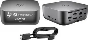 HP Thunderbolt 4 Ultra 280W G6 Dock (AW5M5UT), 13-in-1 USB-C Docking Station with Max 280W Charging, 4X 4K Displays, 3-Yr Warranty, RJ45, 7 USB Ports, HDMI, 2X DisplayPort for Laptop, MacOS, ChromeOS HP Thunderbolt 4 Ultra 280W G6 Dock (AW5M5UT), 13-in-1 USB-C Docking Station with Max 280W Charging, 4X 4K Displays, 3-Yr Warranty, RJ45, 7 USB Ports, HDMI, 2X DisplayPort for Laptop, MacOS, ChromeOS
