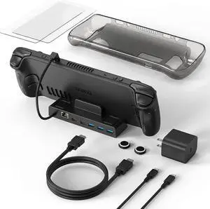 All-in-One Accessories Bundle for Steam Deck/SteamDeck OLED, Includes SteamDeck Dock (4K@60Hz Docking Station), 65W Fast Charger, USB C & HDMI Cable, Protective Case, Screen Protectors & Thumb Grips All-in-One Accessories Bundle for Steam Deck/SteamDeck OLED, Includes SteamDeck Dock (4K@60Hz Docking Station), 65W Fast Charger, USB C & HDMI Cable, Protective Case, Screen Protectors & Thumb Grips