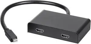 Mini DisplayPort to HDMI MST Hub, 2-Port Display Adapter, Black, Compatible with Digital Signage and Conference Rooms Mini DisplayPort to HDMI MST Hub, 2-Port Display Adapter, Black, Compatible with Digital Signage and Conference Rooms