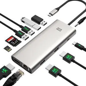 USB C Docking Station Dual Monitor Adapter for Dell HP, Laptop Docking Station 3 Monitors Quad Display USB C Hub Dongle to 4K HDMI+DP,4 USB2.0,100W PD,2.5G Ethernet,12 in 1Dock for Lenovo,Surface USB C Docking Station Dual Monitor Adapter for Dell HP, Laptop Docking Station 3 Monitors Quad Display USB C Hub Dongle to 4K HDMI+DP,4 USB2.0,100W PD,2.5G Ethernet,12 in 1Dock for Lenovo,Surface