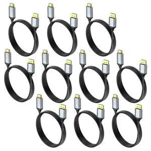 4K DisplayPort to HDMI Cable 6ft 10-Pack, Uni-Directional DP (Source) to HDMI (Display) Cable for Desktop Monitor Projector HDTV AMD NVIDIA, 4K@60Hz, Aluminum Shell, Compatible with Lenovo HP Dell 4K DisplayPort to HDMI Cable 6ft 10-Pack, Uni-Directional DP (Source) to HDMI (Display) Cable for Desktop Monitor Projector HDTV AMD NVIDIA, 4K@60Hz, Aluminum Shell, Compatible with Lenovo HP Dell