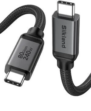 Silkland 80Gbps USB 4 for Thunderbolt 5 Cable 6.6FT/2M, up to 120Gbps Bandwidth for Dual 8K, 240W PD 3.1 Charging, Braided USB C Video Cable Compatible for Thunderbolt 4, SSD, MacBook,iPhone 17, Dock Silkland 80Gbps USB 4 for Thunderbolt 5 Cable 6.6FT/2M, up to 120Gbps Bandwidth for Dual 8K, 240W PD 3.1 Charging, Braided USB C Video Cable Compatible for Thunderbolt 4, SSD, MacBook,iPhone 17, Dock