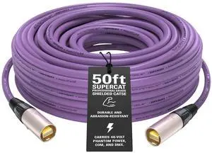 Sound Tools SuperCAT Professional Grade Shielded CAT5e etherCON Cable High-Speed Ethernet Cable with 6Gbps Data Transfer Flexible Polyurethane Jacket & Neutrik Connectors (50 feet, Purple) Sound Tools SuperCAT Professional Grade Shielded CAT5e etherCON Cable High-Speed Ethernet Cable with 6Gbps Data Transfer Flexible Polyurethane Jacket & Neutrik Connectors (50 feet, Purple)