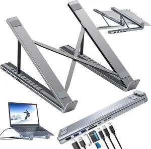USB-C Docking Station Laptop Stand with 4K HDMI, 8 in 1 USB C Laptop Docking Station Stand, Portable Adjustable Computer Holder with USB 3.0, PD 100w, Multiport Adapter for Notebook Tablet (1Pcs) USB-C Docking Station Laptop Stand with 4K HDMI, 8 in 1 USB C Laptop Docking Station Stand, Portable Adjustable Computer Holder with USB 3.0, PD 100w, Multiport Adapter for Notebook Tablet (1Pcs)