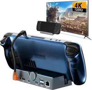 Steam Deck Dock - USB C Docking Station with Adjustable Stand, 100W PD Charging Dock with 4K@120Hz HD,Gigabit Ethernet,3 USB 3.0 Port, for Steam Deck OLED/ROG Ally/Legion Go S Steam Deck Dock - USB C Docking Station with Adjustable Stand, 100W PD Charging Dock with 4K@120Hz HD,Gigabit Ethernet,3 USB 3.0 Port, for Steam Deck OLED/ROG Ally/Legion Go S