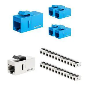 iwillink RJ45 Cat6 Keystone Coupler 5-Pack, Female to Female Cat6 Keystone Jack, UTP Keystone Coupler Insert, Blue and CAT7 Coupler iwillink RJ45 Cat6 Keystone Coupler 5-Pack, Female to Female Cat6 Keystone Jack, UTP Keystone Coupler Insert, Blue and CAT7 Coupler