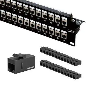 iwillink 48 Port Patch Panel, RJ45 Through Coupler 2U Cat7 Patch Panel STP Shielded 19-Inch with Back Bar, Wallmount or Rackmount, Compatible with Cat5e, Cat6, Cat6A, Cat7 Cabling and Cat6 Coupler iwillink 48 Port Patch Panel, RJ45 Through Coupler 2U Cat7 Patch Panel STP Shielded 19-Inch with Back Bar, Wallmount or Rackmount, Compatible with Cat5e, Cat6, Cat6A, Cat7 Cabling and Cat6 Coupler