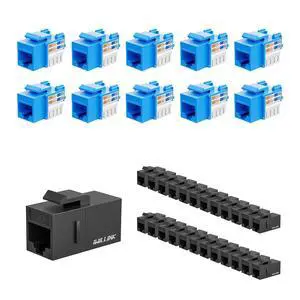 iwillink Cat6 Keystone Jack RJ45 Keystone Jack 10-Pack, UTP Modular Ethernet Jack Insert 90-Degree, Punch Down Keystone Jack Adapter and RJ45 Cat6 Keystone Coupler 25-Pack, Female to Female UTP iwillink Cat6 Keystone Jack RJ45 Keystone Jack 10-Pack, UTP Modular Ethernet Jack Insert 90-Degree, Punch Down Keystone Jack Adapter and RJ45 Cat6 Keystone Coupler 25-Pack, Female to Female UTP