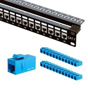 iwillink 24 Port Cat7 Patch Panel, RJ45 Through Coupler 1U Shielded Patch Panel STP 19-Inch with Back Bar, Wallmount or Rackmount, Compatible with Cat5e, Cat6, Cat6A, Cat7 Cabling and Ethernet Coupler iwillink 24 Port Cat7 Patch Panel, RJ45 Through Coupler 1U Shielded Patch Panel STP 19-Inch with Back Bar, Wallmount or Rackmount, Compatible with Cat5e, Cat6, Cat6A, Cat7 Cabling and Ethernet Coupler