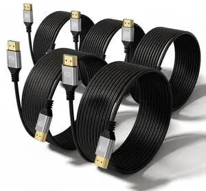 8K Slim HDMI Cables 15FT 5-Pack, 48Gbps Ultra High-Speed, HDMI 2.1 Cord Supports VRR, ALLM, eARC, HDCP2.3, Dolby Atmos & DTS:X, HDR10+ for TV, Monitor, Computer, Laptop, Projector, PS5, Xbox 8K Slim HDMI Cables 15FT 5-Pack, 48Gbps Ultra High-Speed, HDMI 2.1 Cord Supports VRR, ALLM, eARC, HDCP2.3, Dolby Atmos & DTS:X, HDR10+ for TV, Monitor, Computer, Laptop, Projector, PS5, Xbox