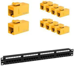 iwillink RJ45 Cat6 Keystone Coupler 10-Pack, Female to Female Cat6 Keystone Jack, UTP Keystone Coupler Insert, Yellow and Cat6 Patch Panel iwillink RJ45 Cat6 Keystone Coupler 10-Pack, Female to Female Cat6 Keystone Jack, UTP Keystone Coupler Insert, Yellow and Cat6 Patch Panel