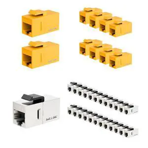 iwillink RJ45 Cat6 Keystone Coupler 10-Pack, Female to Female Cat6 Keystone Jack, UTP Keystone Coupler Insert, Yellow and CAT7 Coupler RJ45 Keystone Shielded Coupler iwillink RJ45 Cat6 Keystone Coupler 10-Pack, Female to Female Cat6 Keystone Jack, UTP Keystone Coupler Insert, Yellow and CAT7 Coupler RJ45 Keystone Shielded Coupler