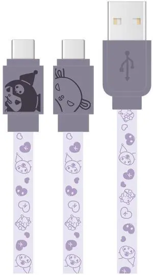 Gourmandise Sanrio Characters USB Type-C Cable, Kuromi SANG-304KU Gourmandise Sanrio Characters USB Type-C Cable, Kuromi SANG-304KU