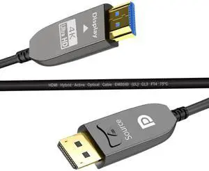 DisplayPort to HDMI Fiber Cable 10ft, Long Extend Uni-Directional DP to HDMI 4K60Hz 18Gbps, HDR10, HDCP2.2 for Blue-ray, Projector, Computer, Laptop, 3D Video, Set Box, DVR, Game Consoles etc DisplayPort to HDMI Fiber Cable 10ft, Long Extend Uni-Directional DP to HDMI 4K60Hz 18Gbps, HDR10, HDCP2.2 for Blue-ray, Projector, Computer, Laptop, 3D Video, Set Box, DVR, Game Consoles etc