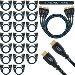 HDMI Cable 3 ft, 60-Pack, Premium Braided Cord, Includes 60 Microfiber Cable Ties and 20 Screen Cleaning Cloths, High Speed with Ethernet, Supports HDMI 2.0b 4K 60hz HDR and ARC HDMI Cable 3 ft, 60-Pack, Premium Braided Cord, Includes 60 Microfiber Cable Ties and 20 Screen Cleaning Cloths, High Speed with Ethernet, Supports HDMI 2.0b 4K 60hz HDR and ARC