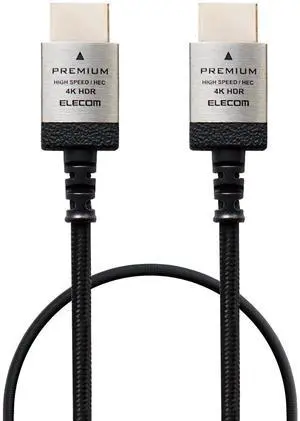 Elecom DH-HDP14ES05SBK HDMI Cable, 1.6 ft (0.5 m), Slim, Premium High Speed, 4K, 2K (60P) Compatible, Nylon Mesh Cable, Aluminum Connector, Black Elecom DH-HDP14ES05SBK HDMI Cable, 1.6 ft (0.5 m), Slim, Premium High Speed, 4K, 2K (60P) Compatible, Nylon Mesh Cable, Aluminum Connector, Black