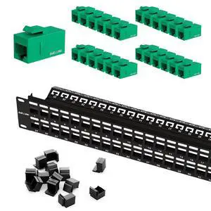 iwillink RJ45 Cat6 Keystone Coupler 25-Pack and 48 Port Blank Keystone Patch Panel with (24-Pack) Blank Keystone Jack Inserts iwillink RJ45 Cat6 Keystone Coupler 25-Pack and 48 Port Blank Keystone Patch Panel with (24-Pack) Blank Keystone Jack Inserts