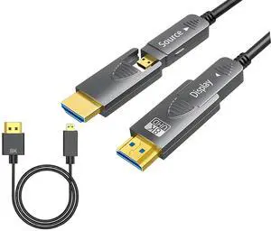 8K Fiber Optic HDMI Cable 82ft/25m+ Ultra Thin 0.5m Test Cable, Micro HDMI to HDMI 2.1, Detachable Type A+D, 48Gbps Ultra Speed, HDR, 3D, eARC, Slim and Flexible HMDI 2.10 Cable. 8K Fiber Optic HDMI Cable 82ft/25m+ Ultra Thin 0.5m Test Cable, Micro HDMI to HDMI 2.1, Detachable Type A+D, 48Gbps Ultra Speed, HDR, 3D, eARC, Slim and Flexible HMDI 2.10 Cable.